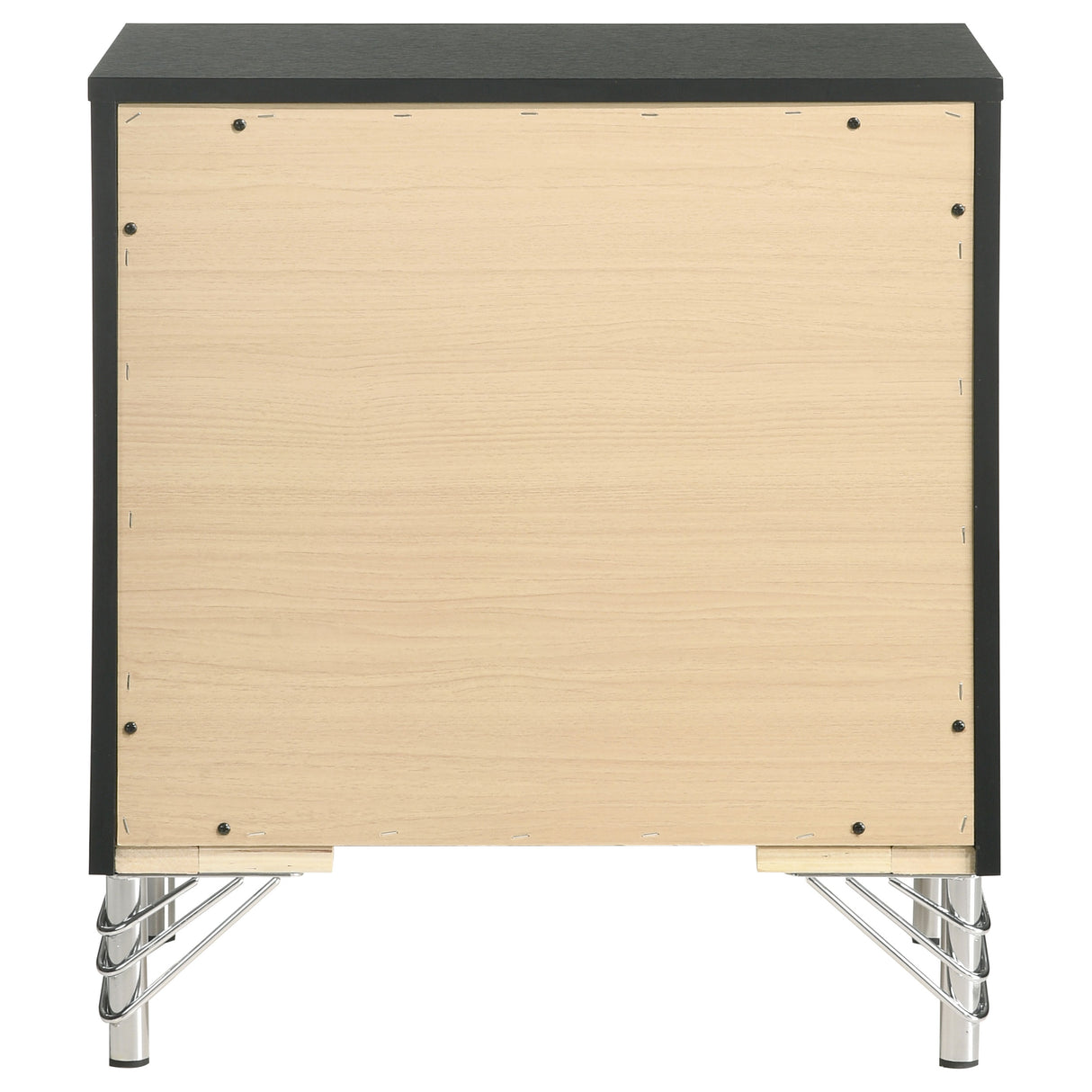 Lucia 2-Drawer Nightstand - Black with Metallic Trim