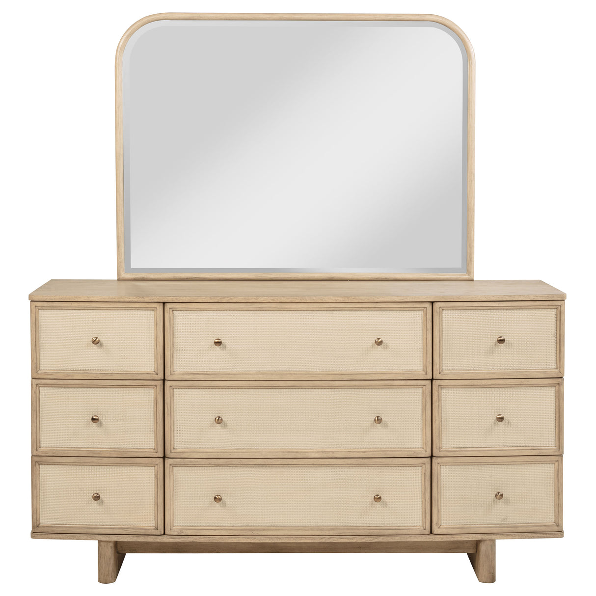 Kailani 9-Drawer Dresser and Mirror in Beige Oak