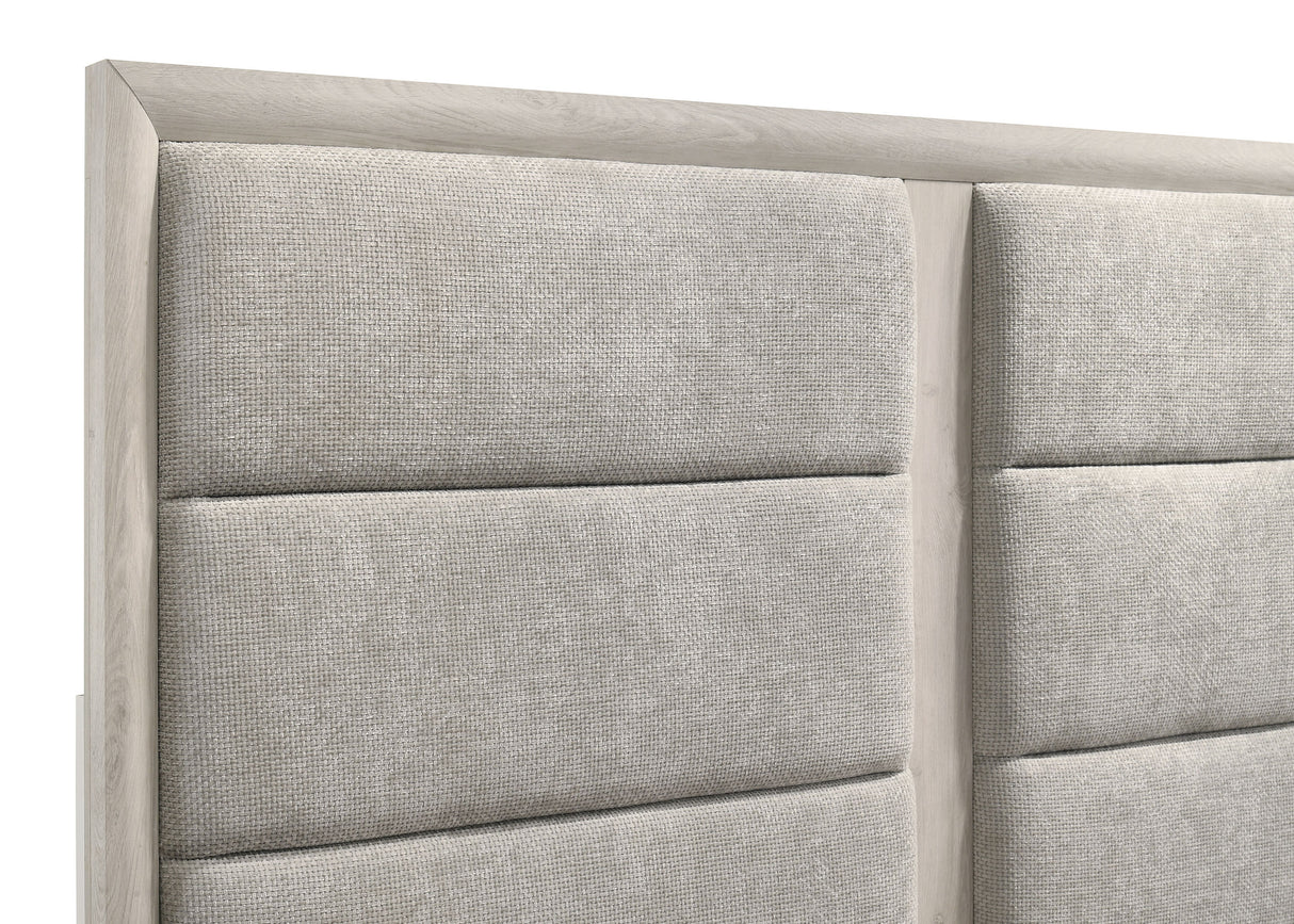 Farre Eastern King Upholstered Storage Platform Bed, Washed Grey