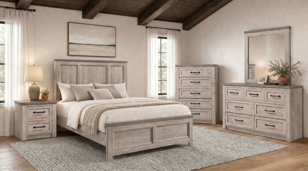 Queen Bed in Grey and Weathered Taupe