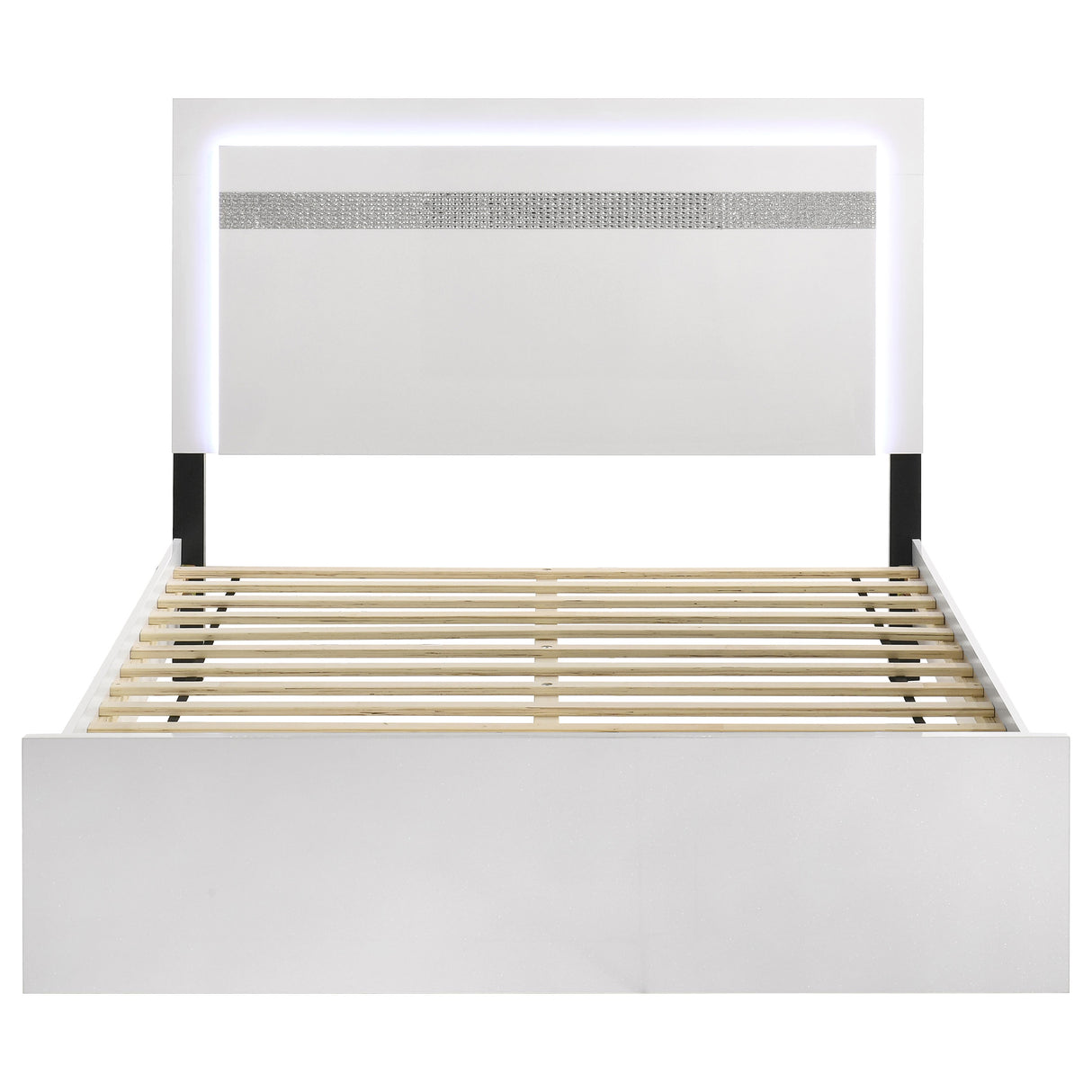 White High Gloss Eastern King Bed with LED Lighting
