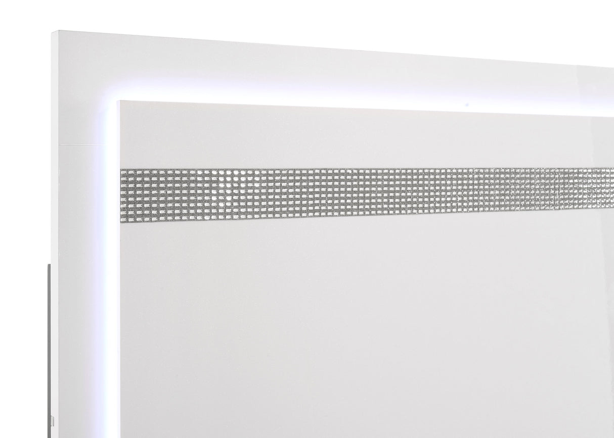 White High Gloss Eastern King Bed with LED Lighting