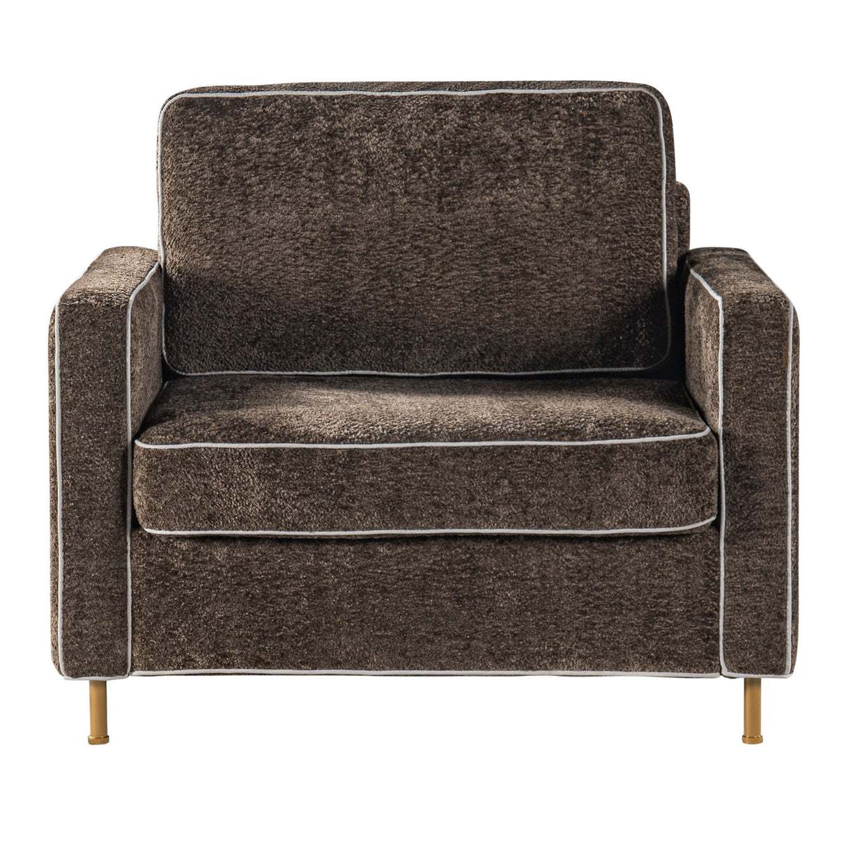 Accent Chair Upholstered Single Sofa With Square Arms, Sewn Pillow Back For Living Room