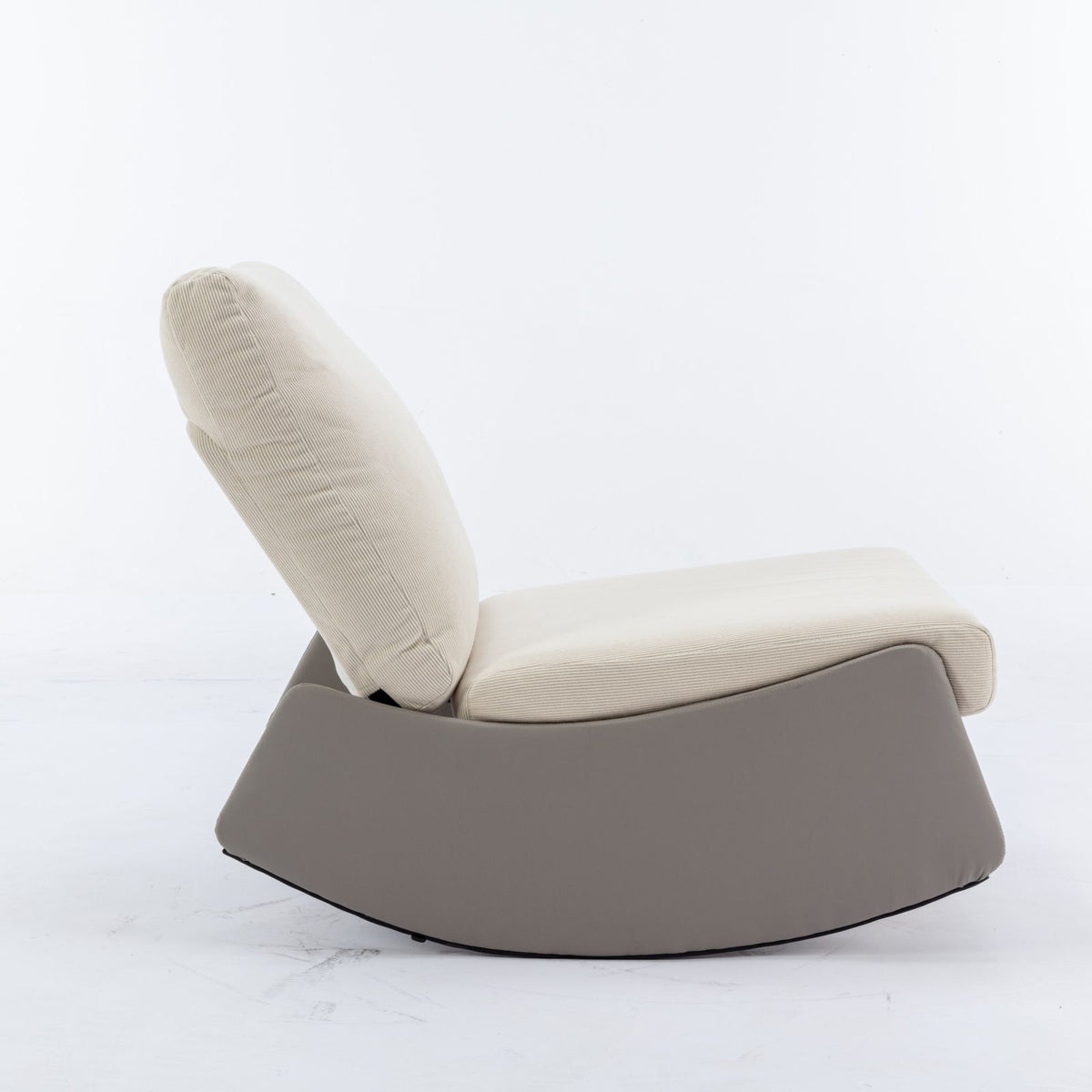 Modern Rocking Chair Recliner, Comfy Rocker Nursery Chair With Footrest, Accent Reading Chair, Upholstered Lounge Chair For Relaxing, Resting, Soft Padded Rocker For Indoor Living Room Bedroom - Gray / Beige