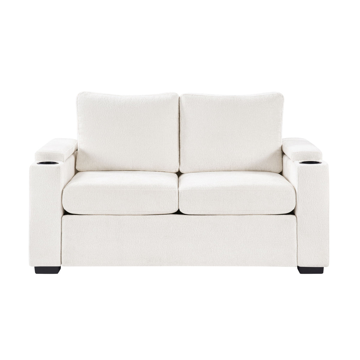 Pull Out Sofa Bed Loveseat With Twin Mattress, Cup Holders And Arm Storage