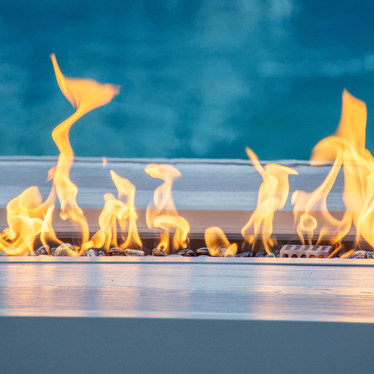 Aluminum Fire Table, Rectangular, Black And Gray
