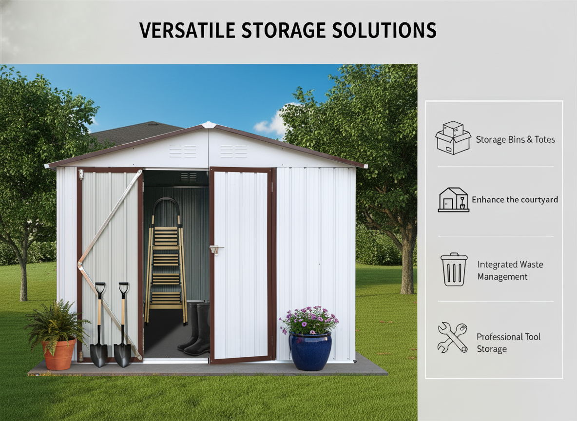 Storage Shed Garden Building Waterproof Metal Outdoor Utility 10x8ft