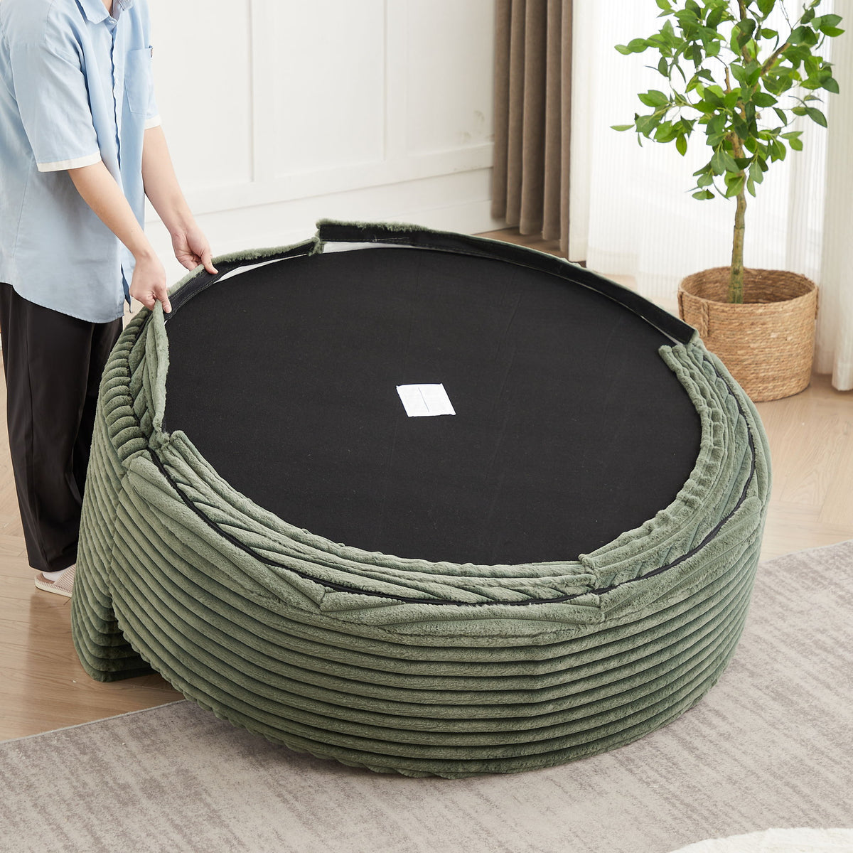 Swivel Chair With Sleeper Design, 360 Degree Rotating Base For Living Room - Green