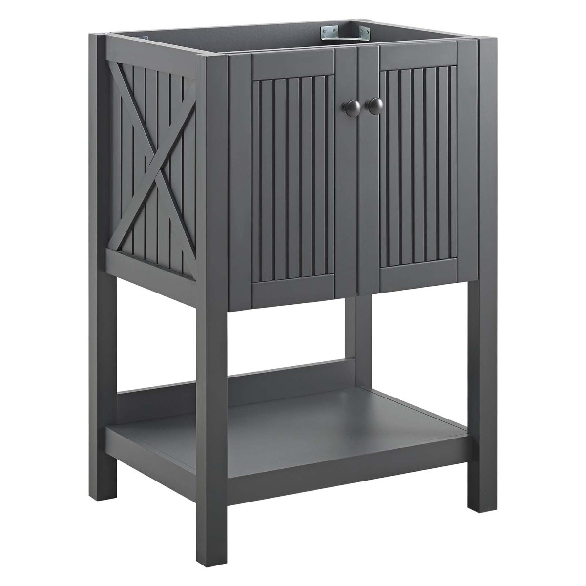 23" Gray Rustic Modern Bathroom Vanity Cabinet – Slatted Design - Bathroom Fixtures - Alpine Outlets