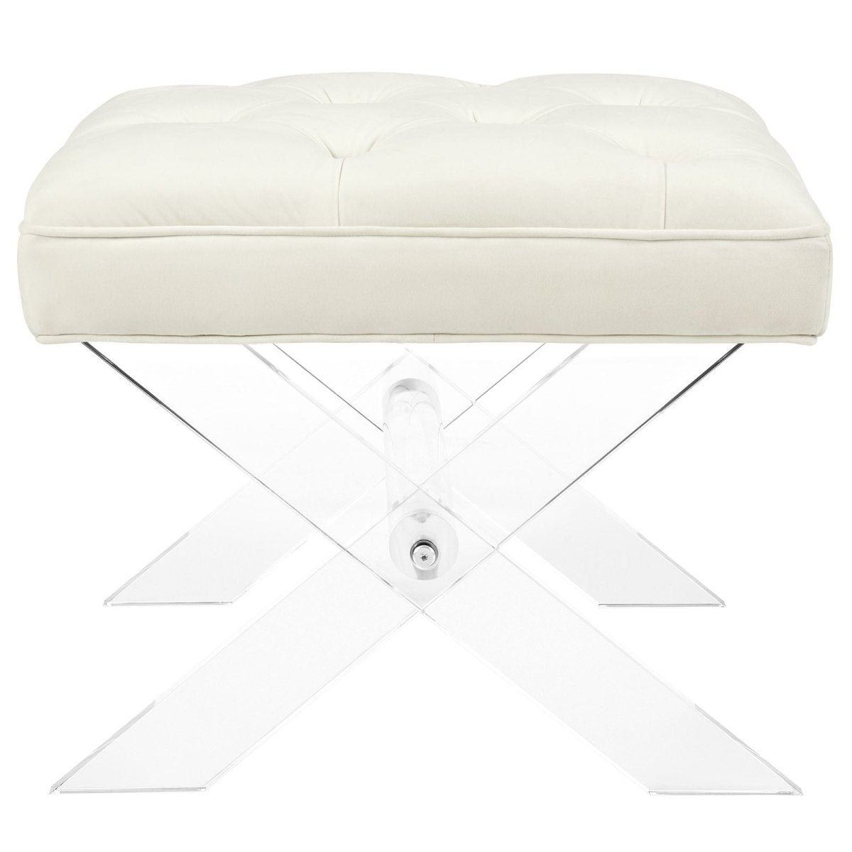 23 Inch Elegant Tufted Velvet Ottoman Bench in Ivory - Benches available at Alpine Outlets in Denver