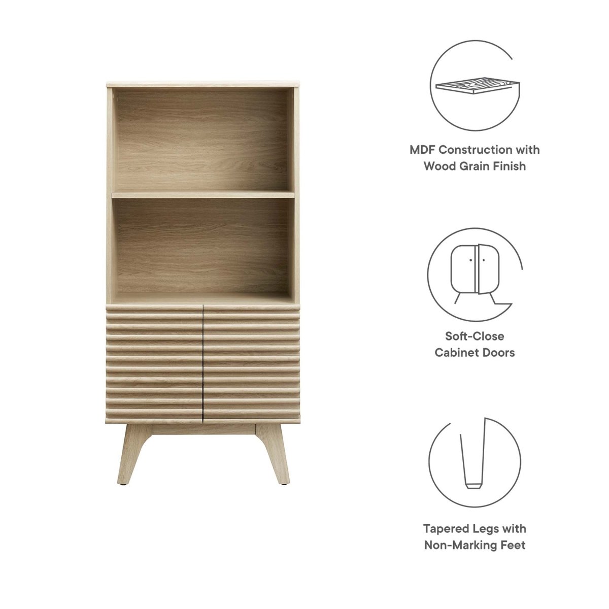 23" Mid - Century Modern Display Cabinet and Bookshelf - Bookcases available at Alpine Outlets in Denver