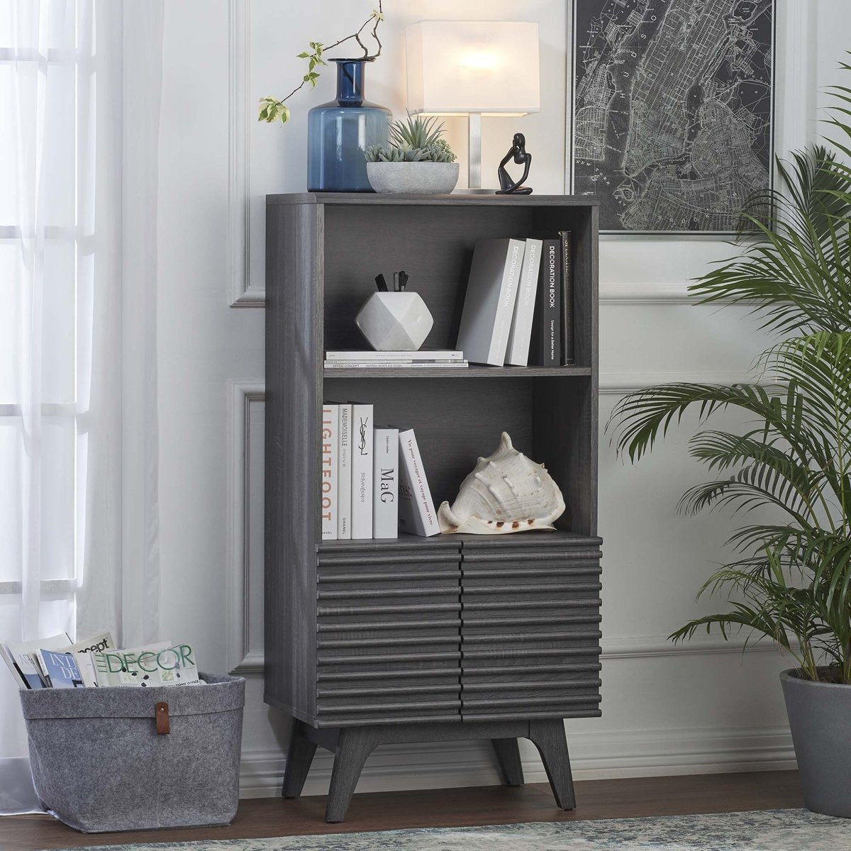 23" Mid - Century Modern Display Cabinet and Bookshelf - Bookcases available at Alpine Outlets in Denver