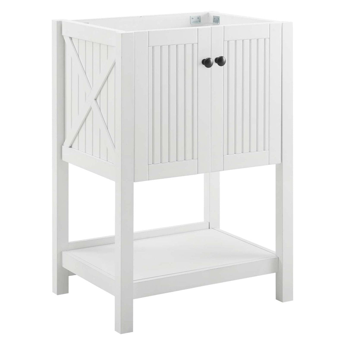 23" White Rustic Modern Bathroom Vanity Cabinet – Slatted Design - Bathroom Fixtures - Alpine Outlets