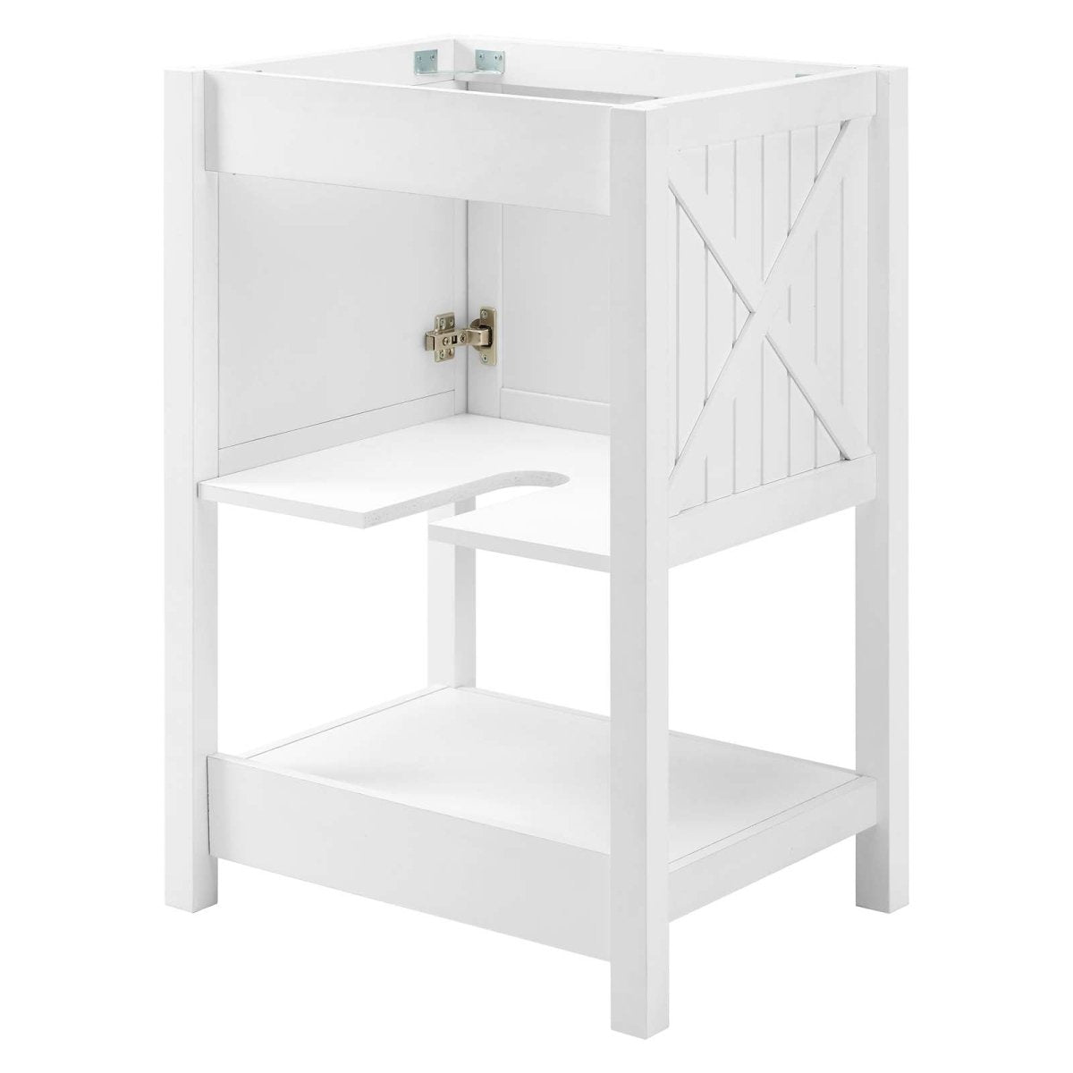 23" White Rustic Modern Bathroom Vanity Cabinet – Slatted Design - Bathroom Fixtures - Alpine Outlets