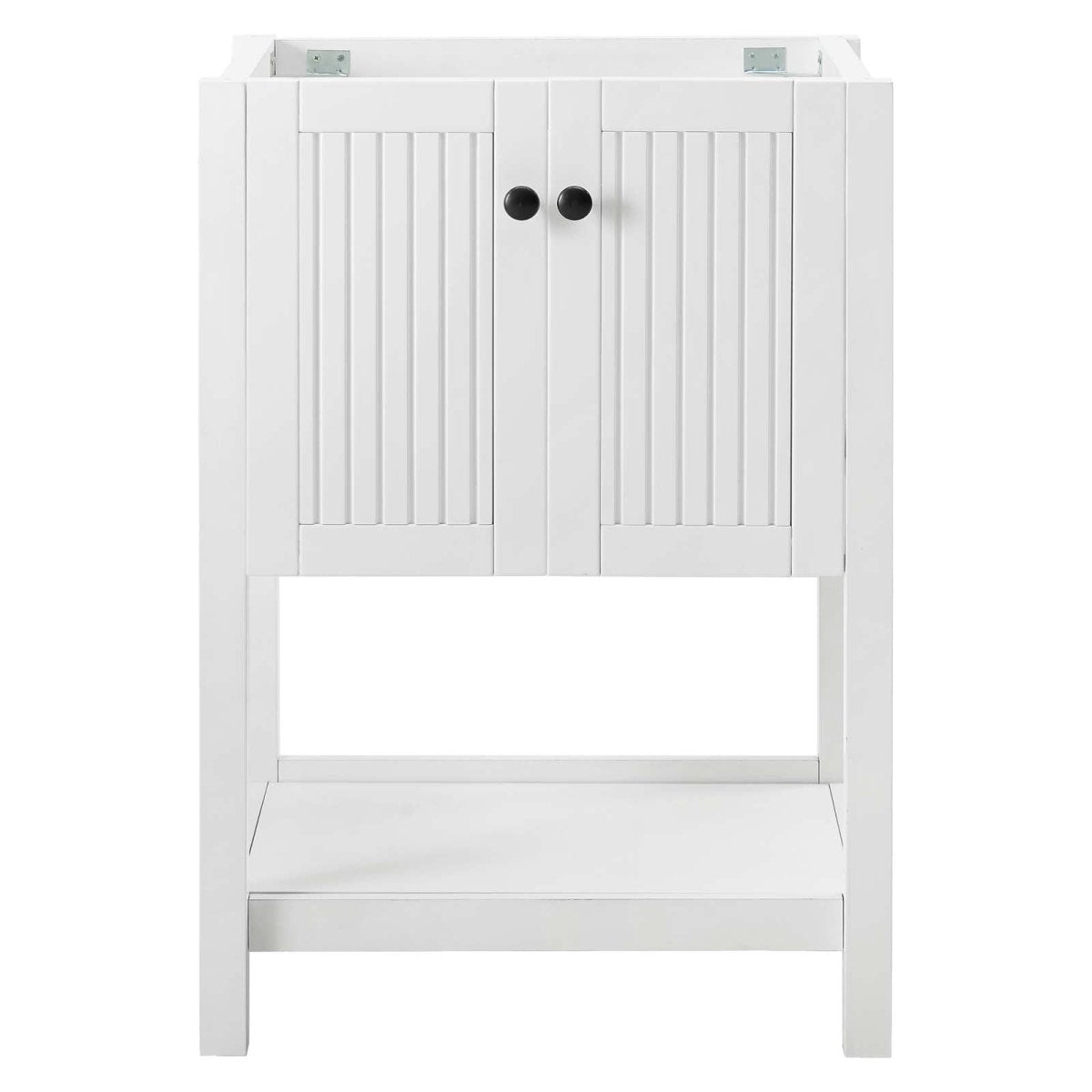 23" White Rustic Modern Bathroom Vanity Cabinet – Slatted Design - Bathroom Fixtures - Alpine Outlets