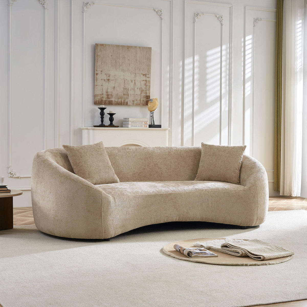 Curved 3 Seater Sofa, Long Living Room Couch