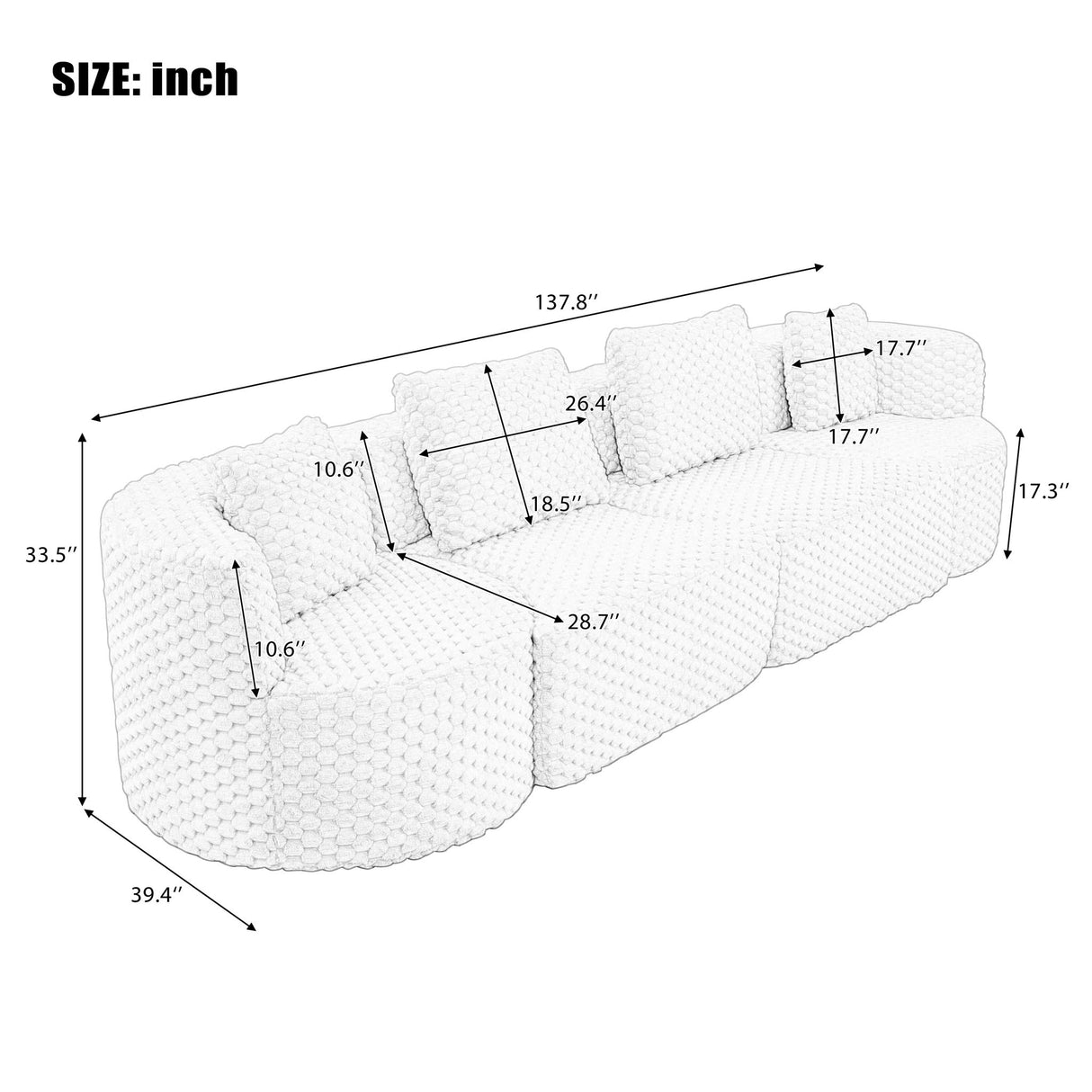 Modular Sectional Sofa With Free Combination Design