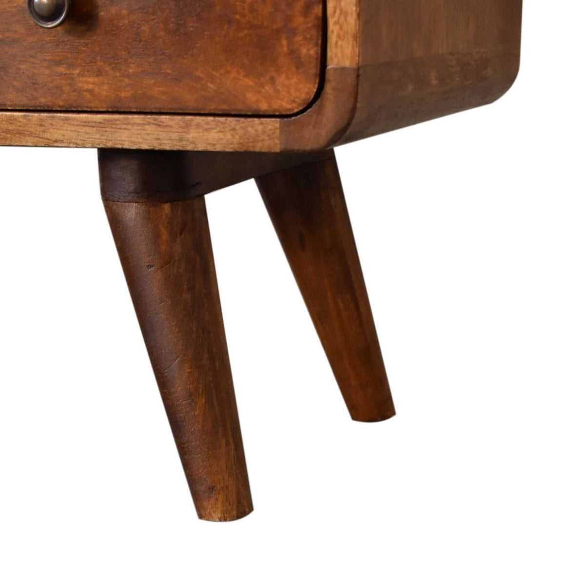 Mini Curved Media Unit With 2 Drawers - Chestnut