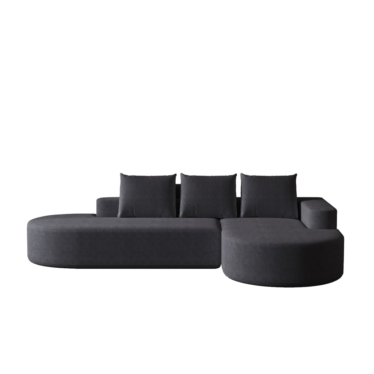 Modern Curved Sofa, L-Shaped Modular Sectional Set With 3 Pillows