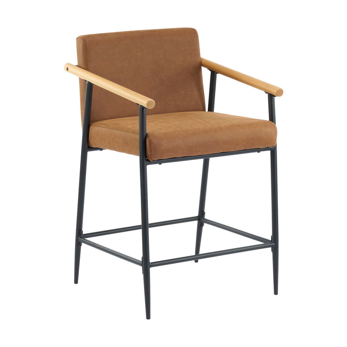 Mid Century Modern Counter Stool Set With Iron Frame