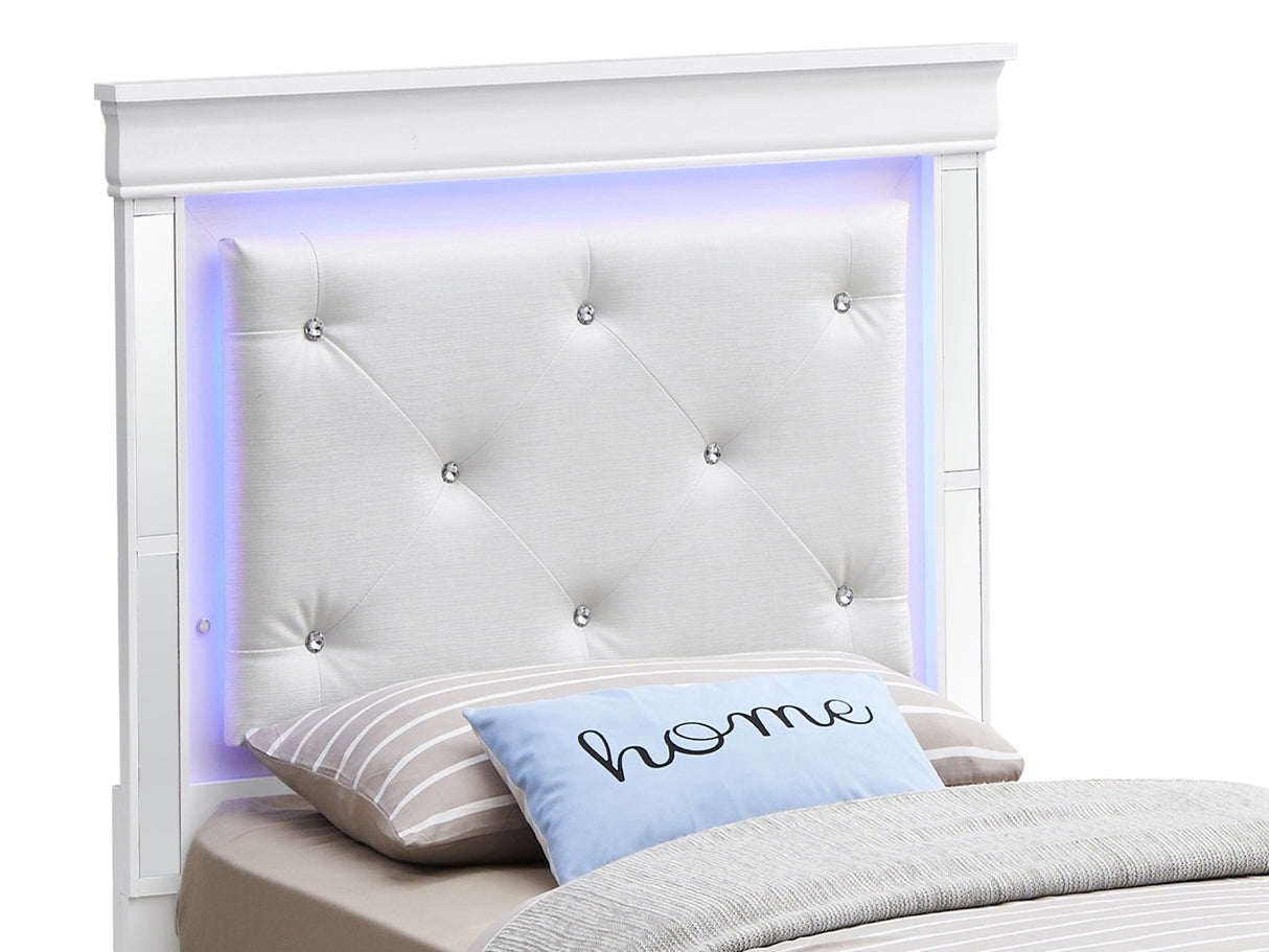 Bed With LED Light Accents Headboard