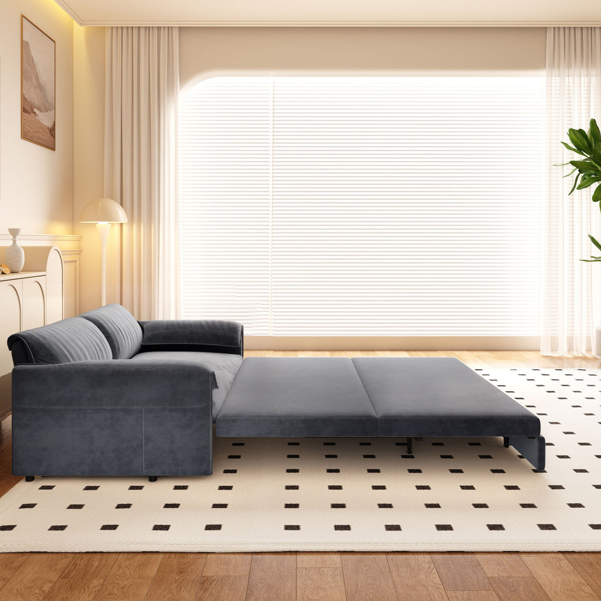 Queen Pull Out Sofa Bed With Side Storage
