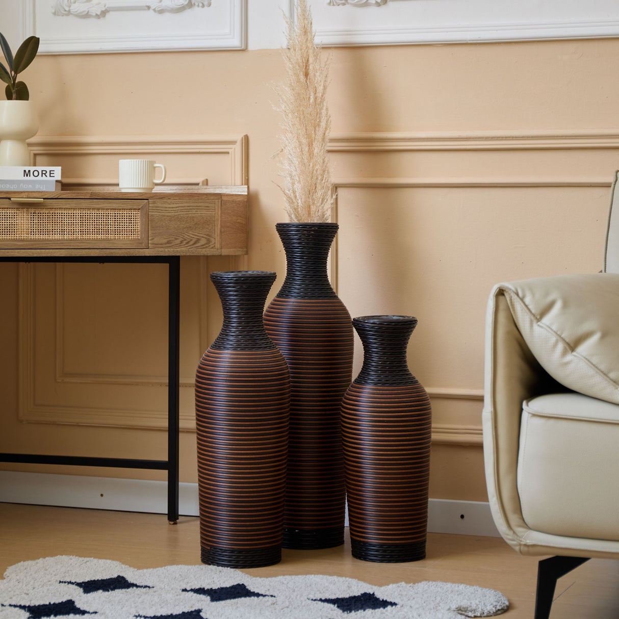 Classic And Neat Floor Vase, High Independent Flower Stand (Set of 3)
