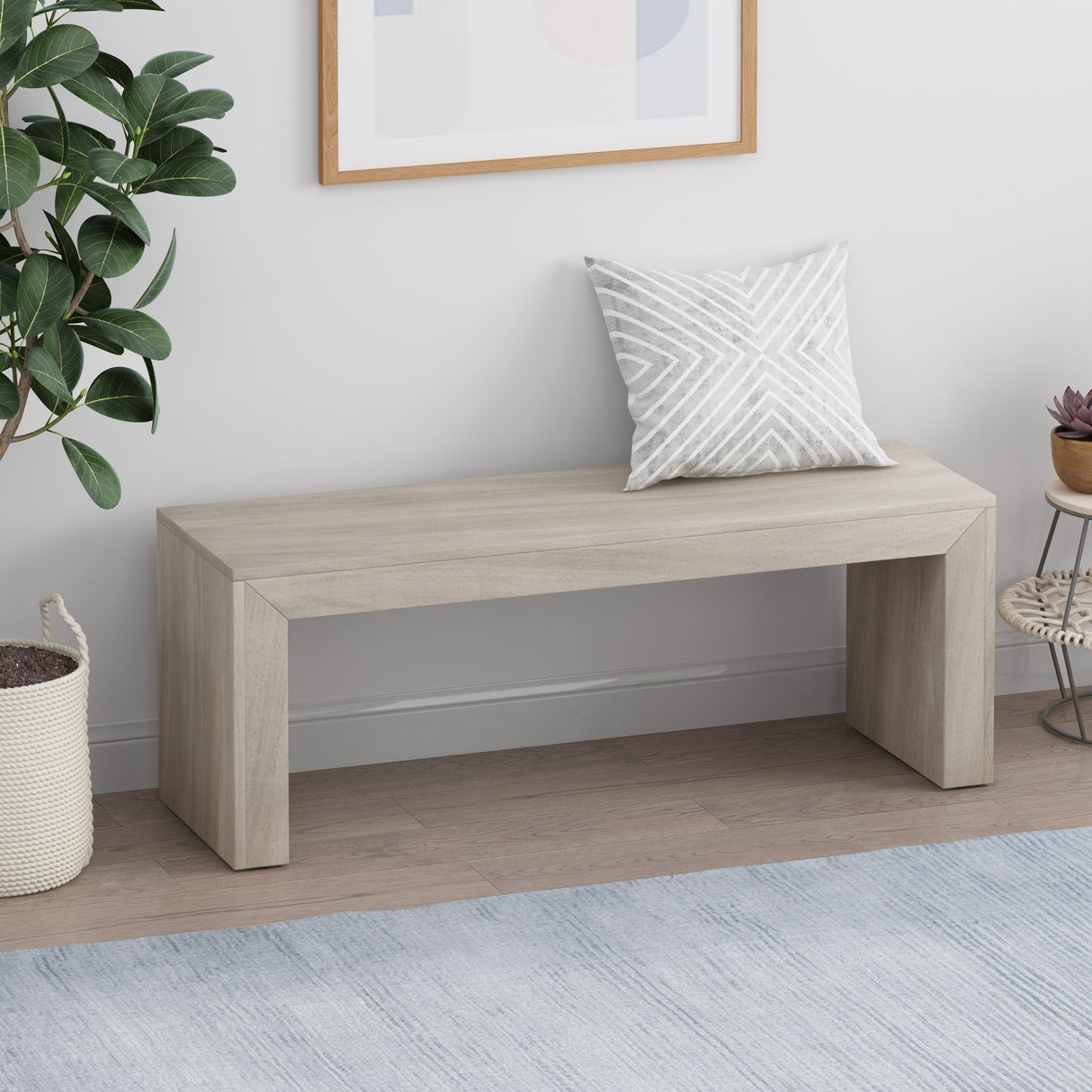 Acacia Wood Dining Bench, Farmhouse Style