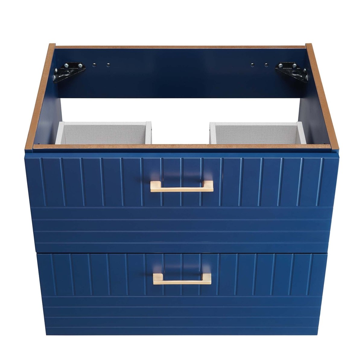24" Blue Modern Wall-Mount Bathroom Vanity – Gold Hardware - Bathroom Fixtures - Alpine Outlets