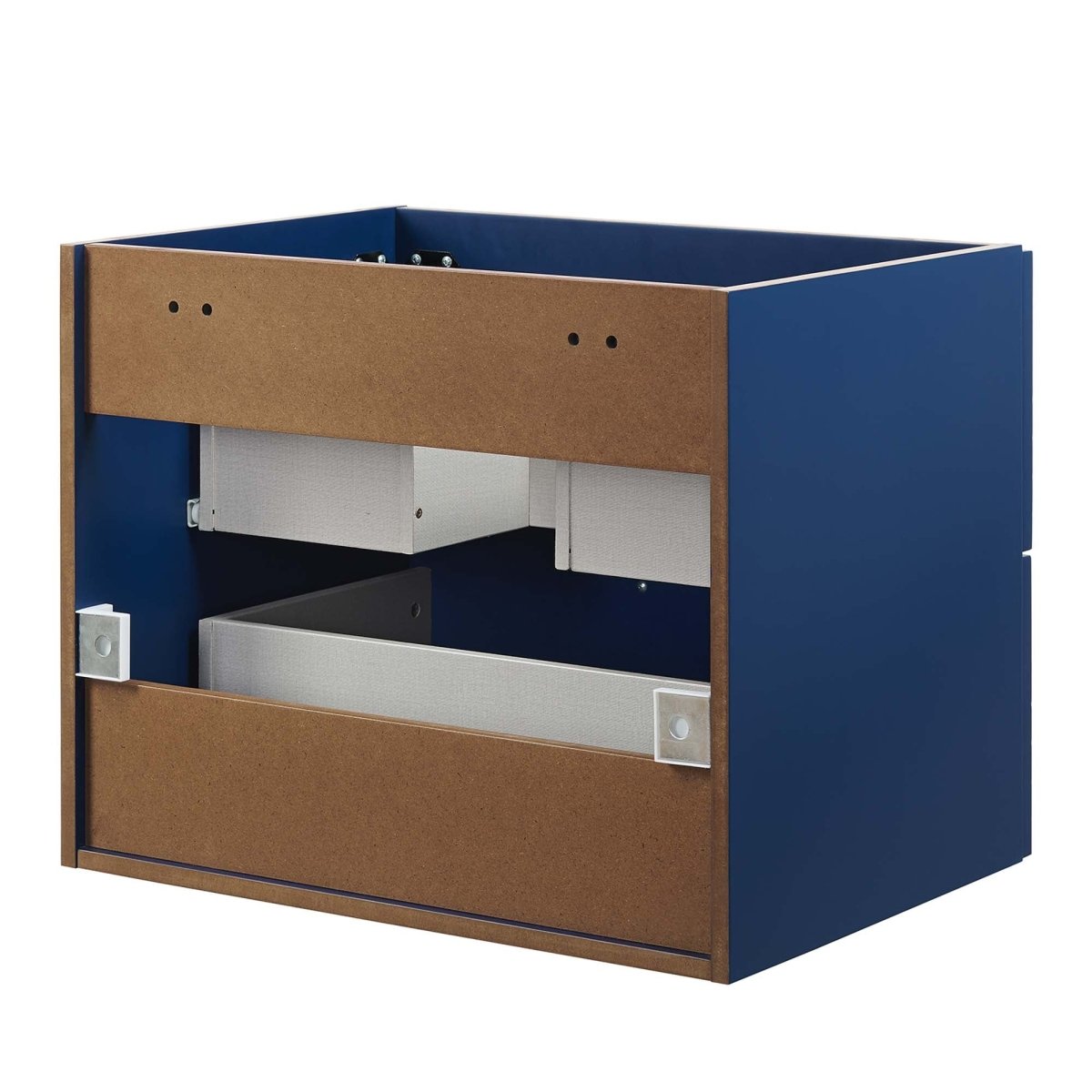 24" Blue Modern Wall-Mount Bathroom Vanity – Gold Hardware - Bathroom Fixtures - Alpine Outlets