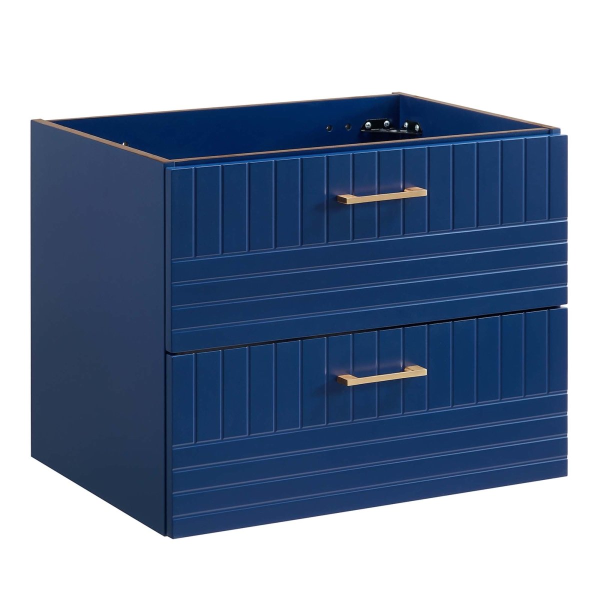 24" Blue Modern Wall-Mount Bathroom Vanity – Gold Hardware - Bathroom Fixtures - Alpine Outlets