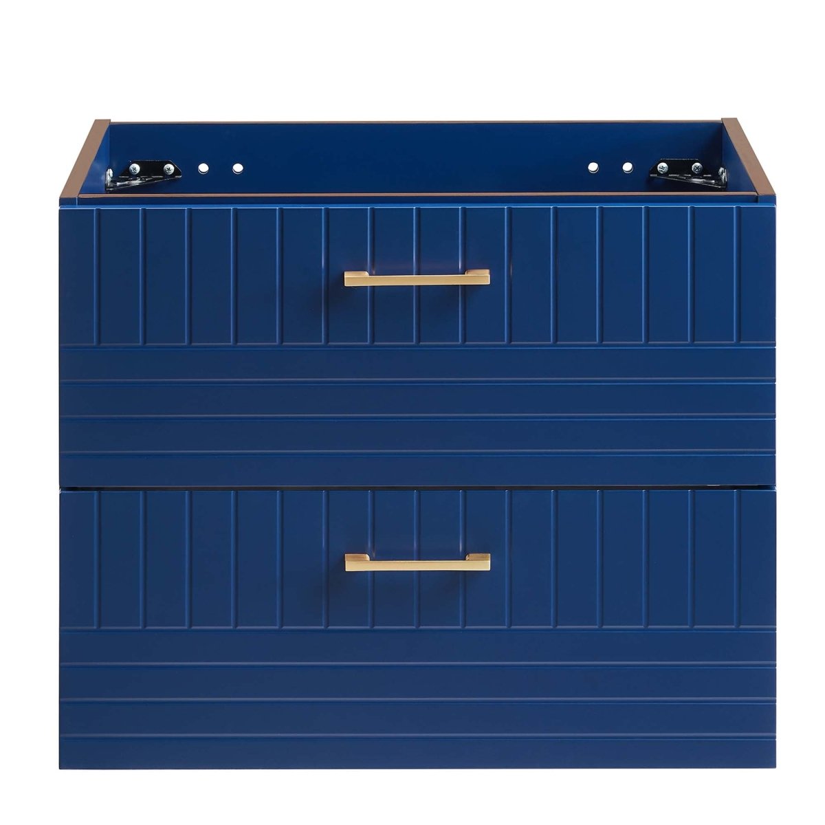 24" Blue Modern Wall-Mount Bathroom Vanity – Gold Hardware - Bathroom Fixtures - Alpine Outlets