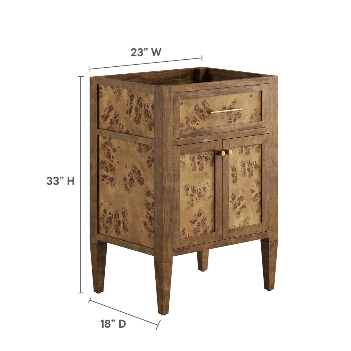 24" Brown Wood Bathroom Vanity Cabinet (Sink Basin Not Included) - Bathroom Fixtures - Alpine Outlets