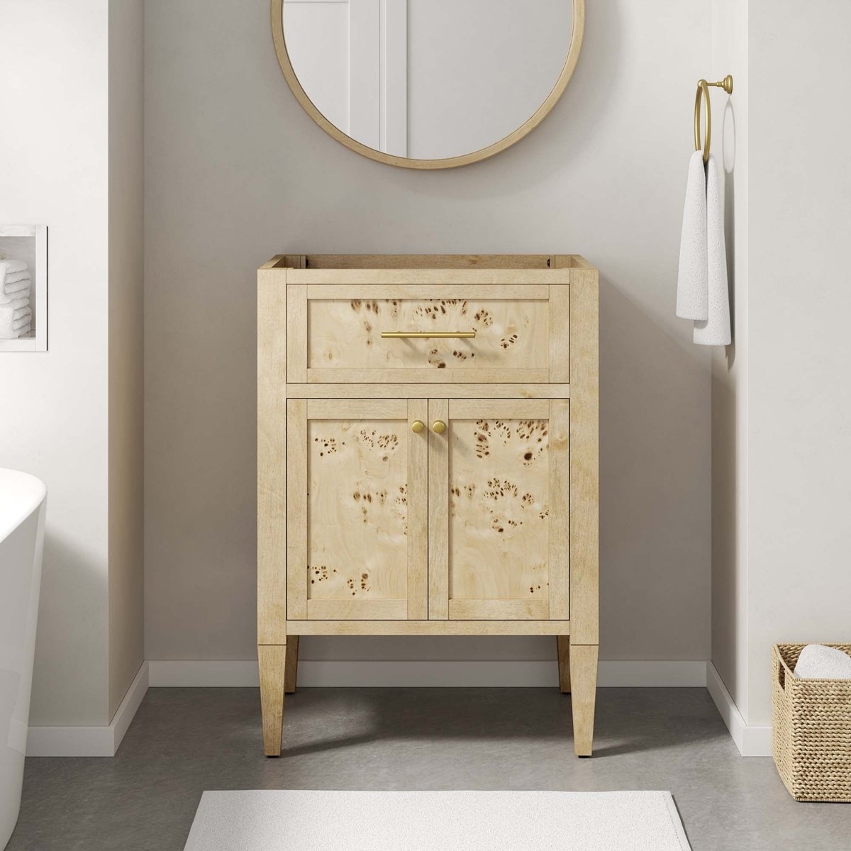 24" Burgundy Wood Bathroom Vanity Cabinet (Sink Basin Not Included) - Bathroom Fixtures - Alpine Outlets