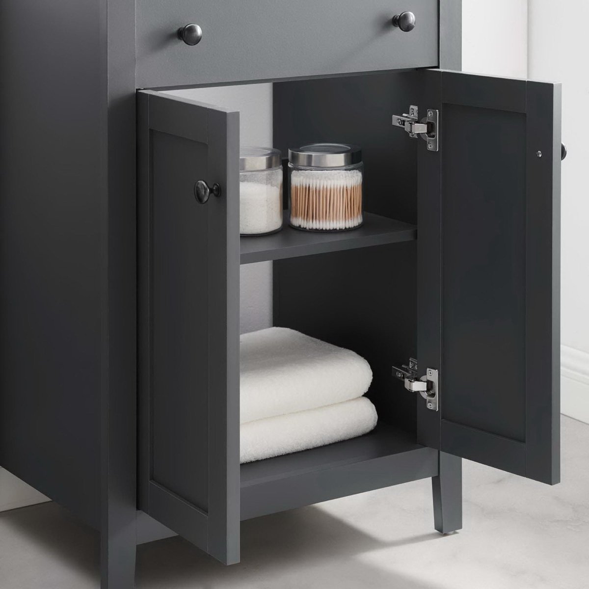 24" Gray Bathroom Vanity Cabinet with Soft-Close Doors - Bathroom Fixtures - Alpine Outlets