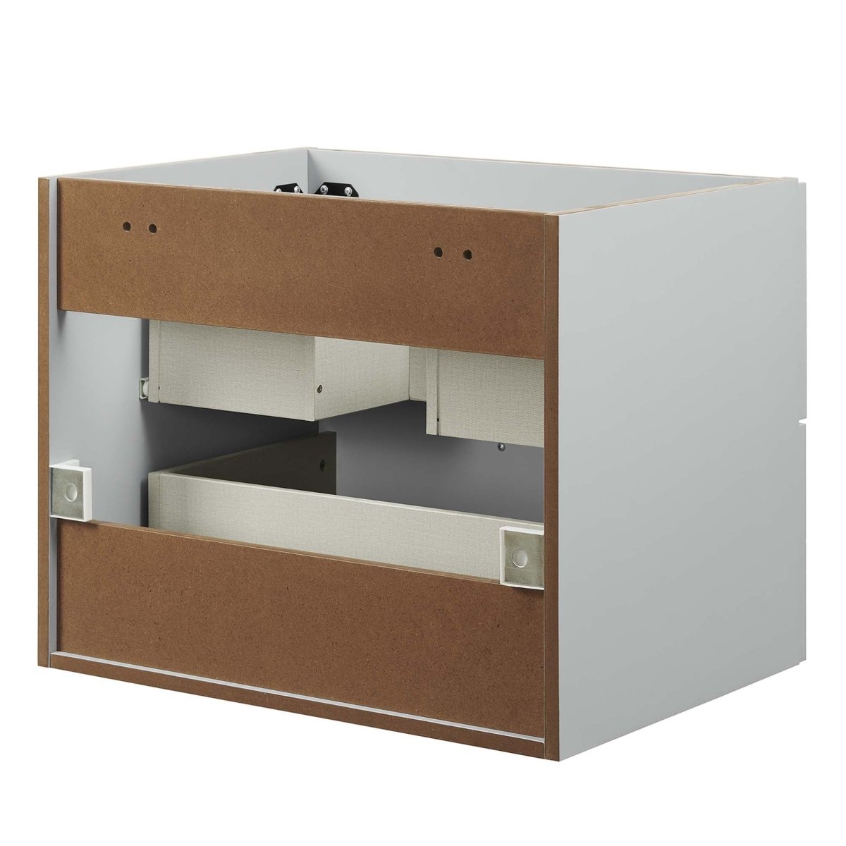 24" Light Gray Modern Wall-Mount Bathroom Vanity – Gold Hardware - Bathroom Fixtures - Alpine Outlets