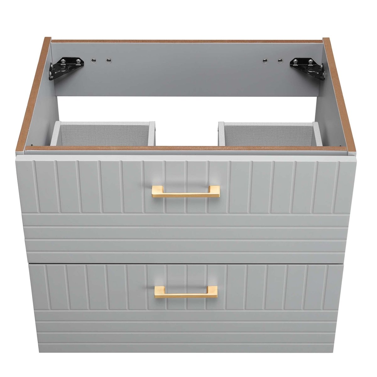 24" Light Gray Modern Wall-Mount Bathroom Vanity – Gold Hardware - Bathroom Fixtures - Alpine Outlets