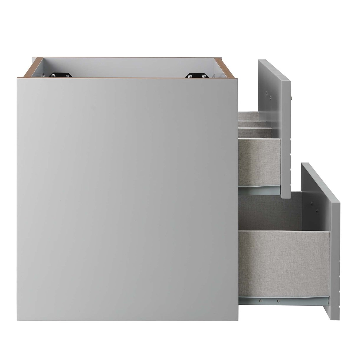 24" Light Gray Modern Wall-Mount Bathroom Vanity – Gold Hardware - Bathroom Fixtures - Alpine Outlets