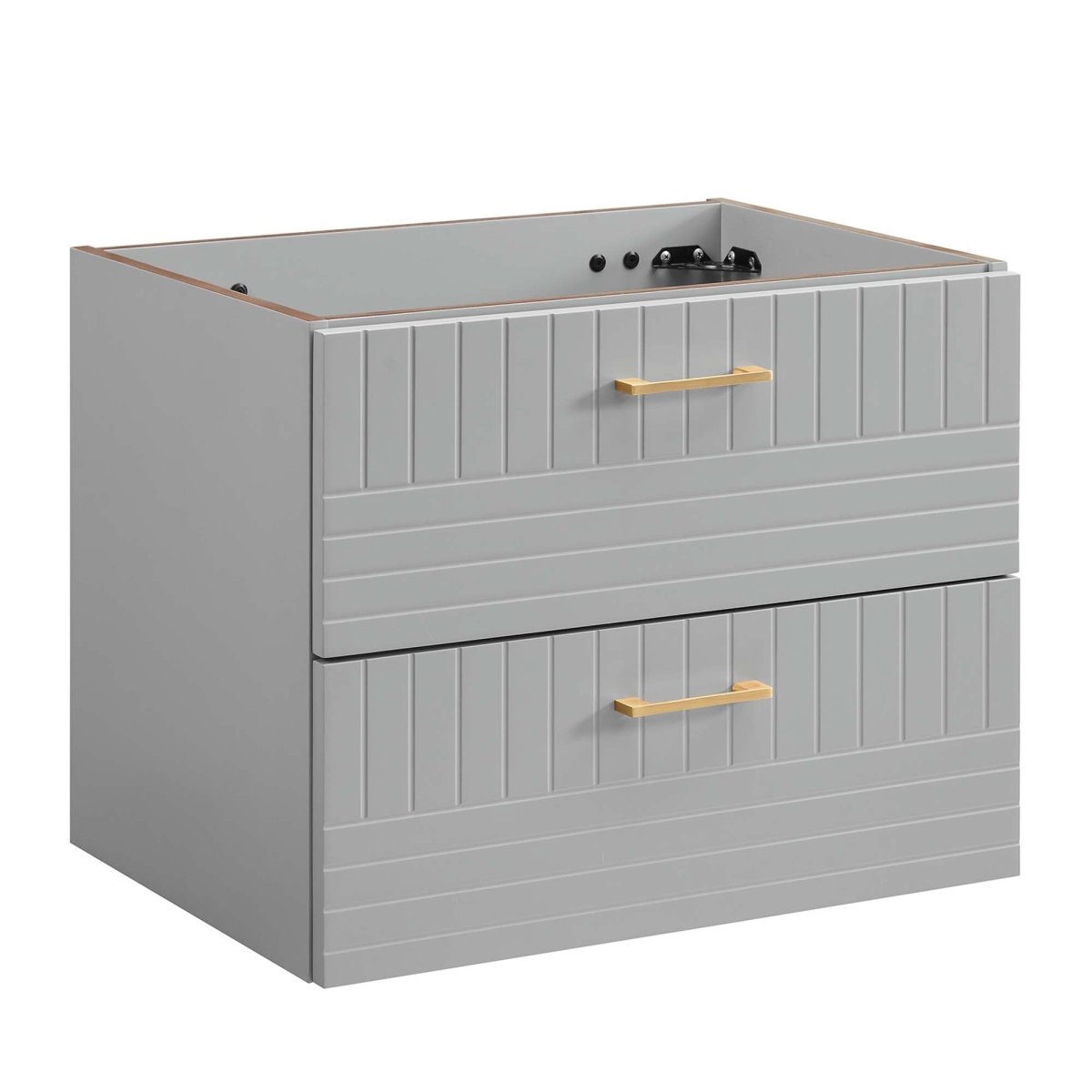 24" Light Gray Modern Wall-Mount Bathroom Vanity – Gold Hardware - Bathroom Fixtures - Alpine Outlets