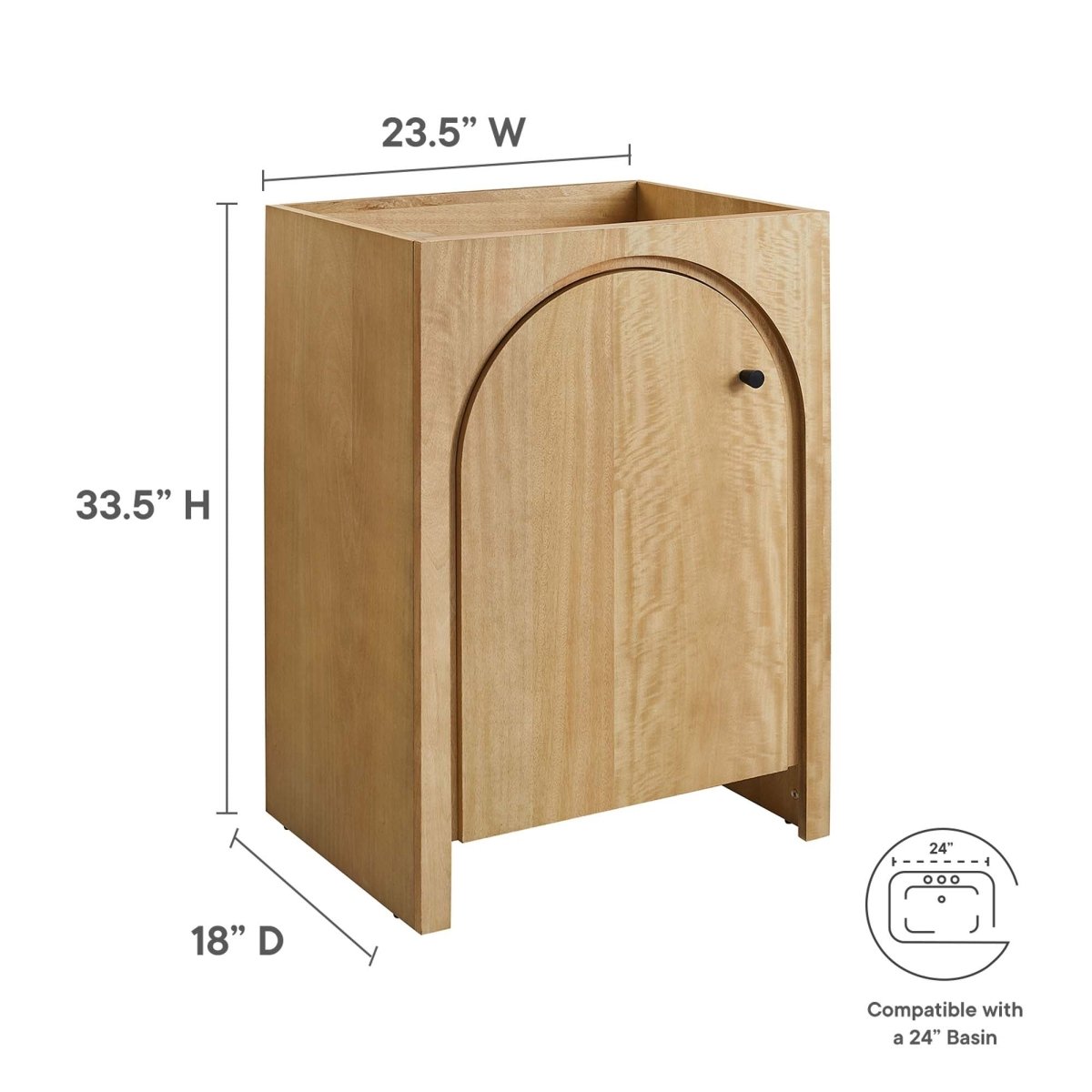 24" Oak Bathroom Vanity Cabinet – MDF and Mango Wood Veneer - Bathroom Fixtures - Alpine Outlets