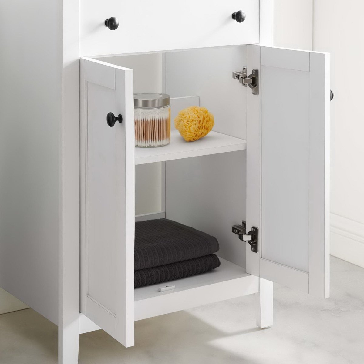 24" White Bathroom Vanity Cabinet with Soft-Close Doors - Bathroom Fixtures - Alpine Outlets