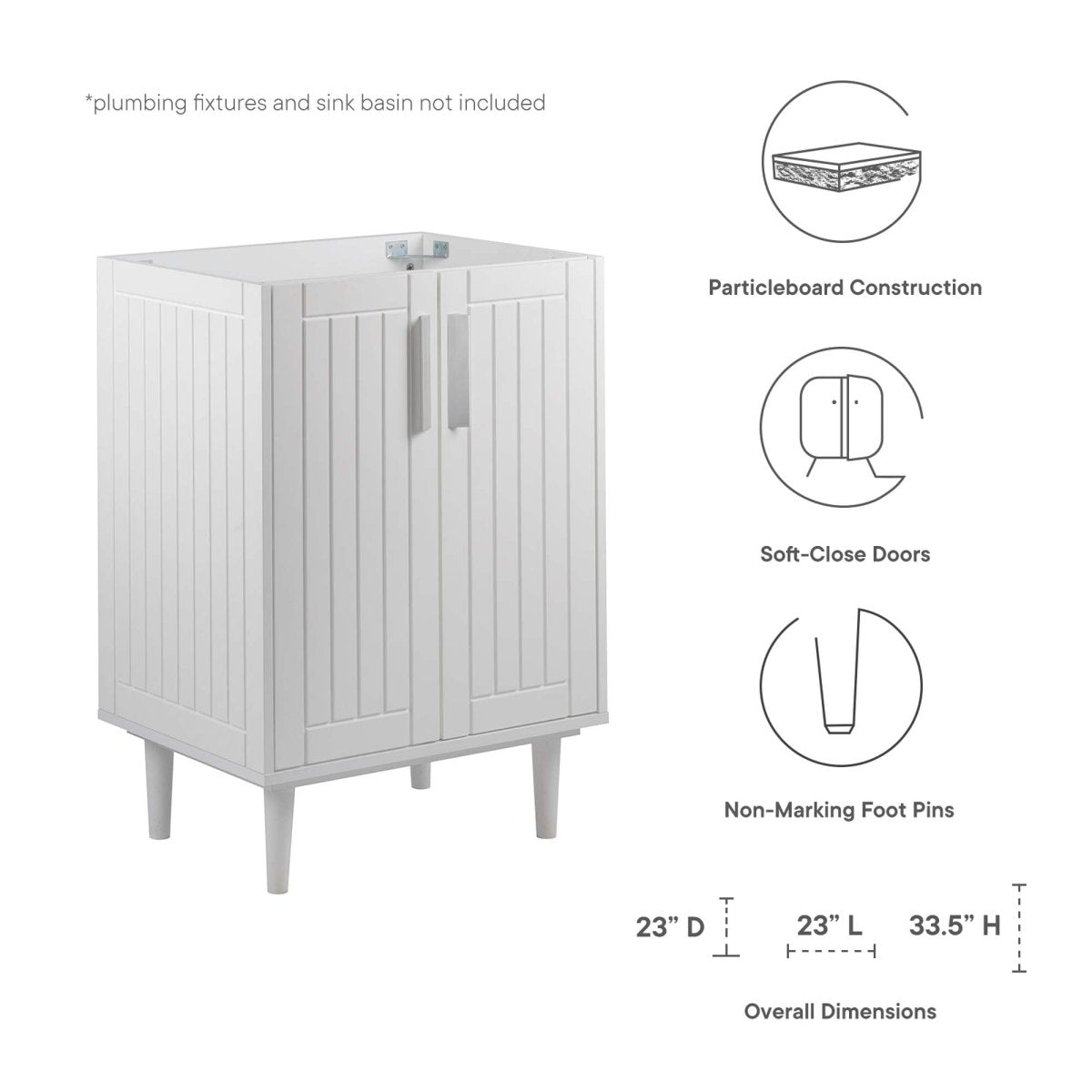 24" White Modern Bathroom Vanity Cabinet β Wood MDF - Bathroom Fixtures - Alpine Outlets