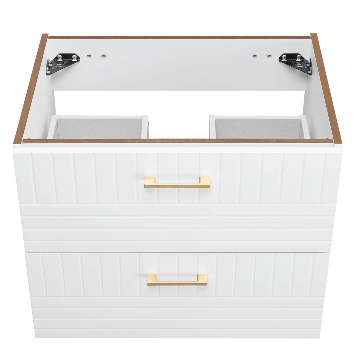 24" White Modern Wall-Mount Bathroom Vanity – Gold Hardware - Bathroom Fixtures - Alpine Outlets