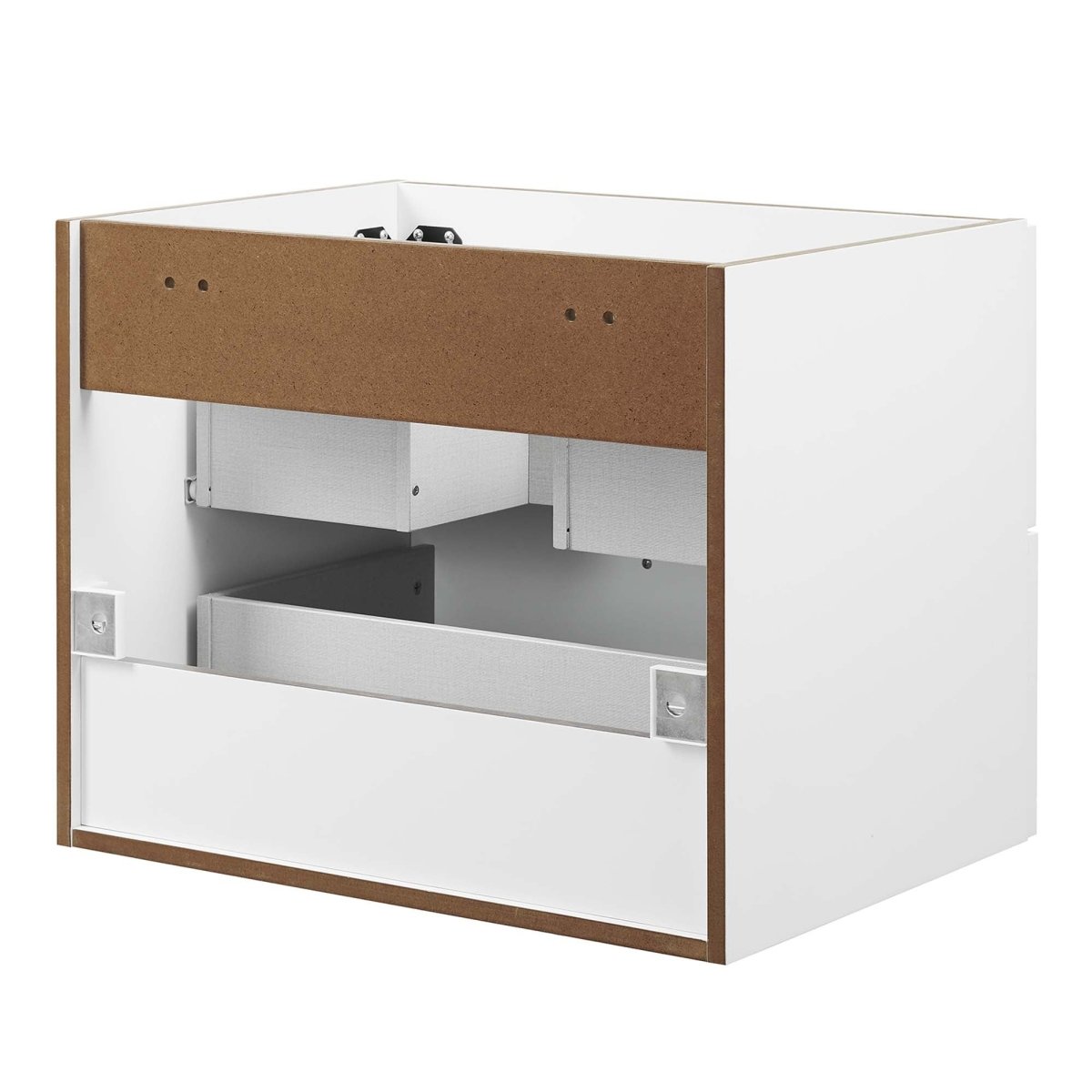 24" White Modern Wall-Mount Bathroom Vanity – Gold Hardware - Bathroom Fixtures - Alpine Outlets