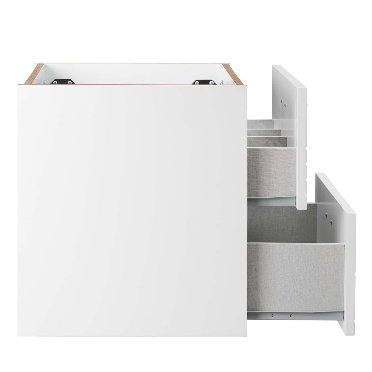 24" White Modern Wall-Mount Bathroom Vanity – Gold Hardware - Bathroom Fixtures - Alpine Outlets