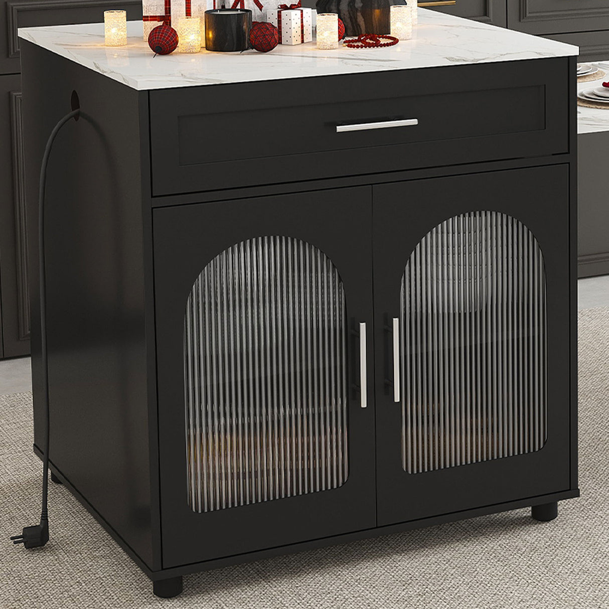 Expandable Kitchen Island With Power Outlet