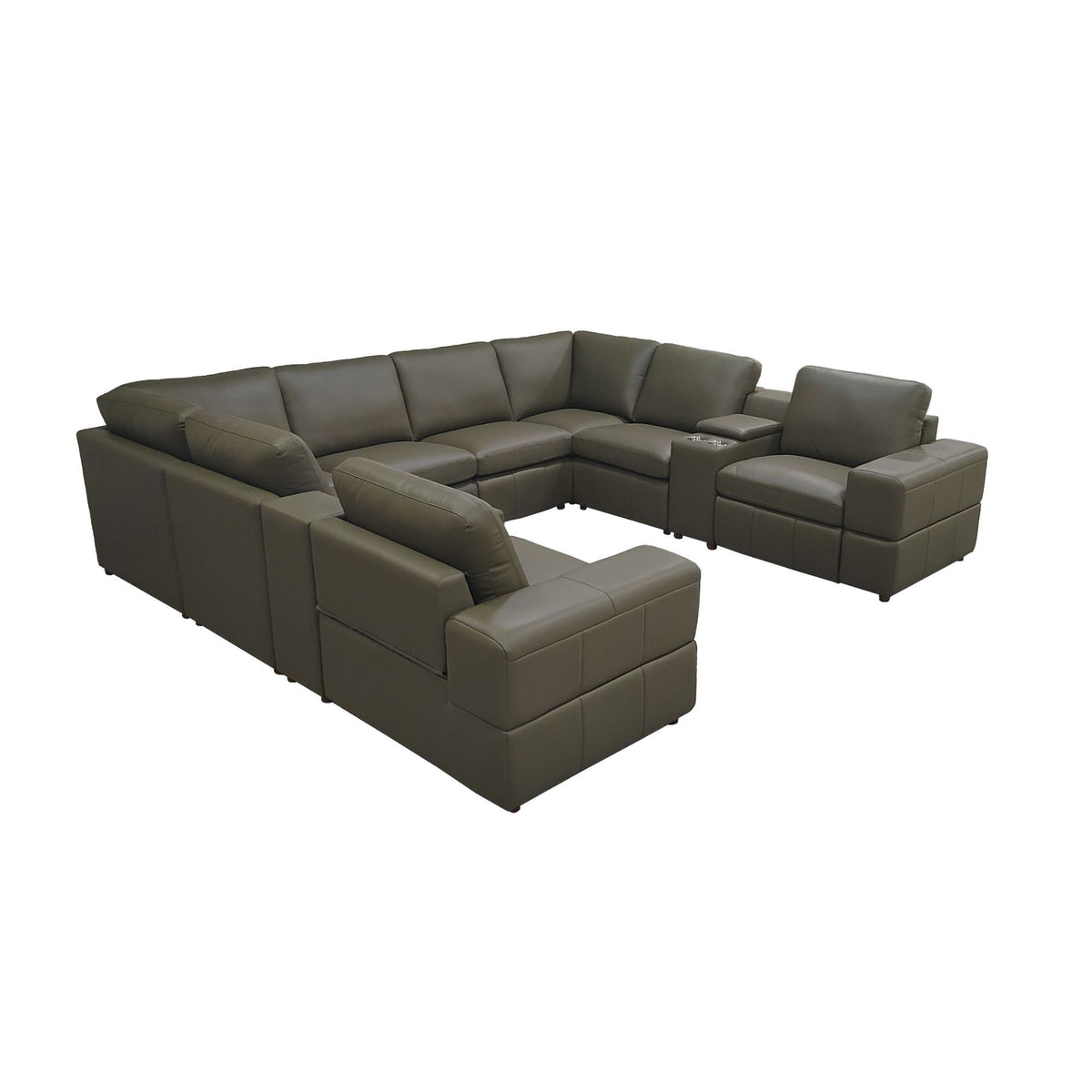 Upholstered Large Arms Sectional With Recliner Seats