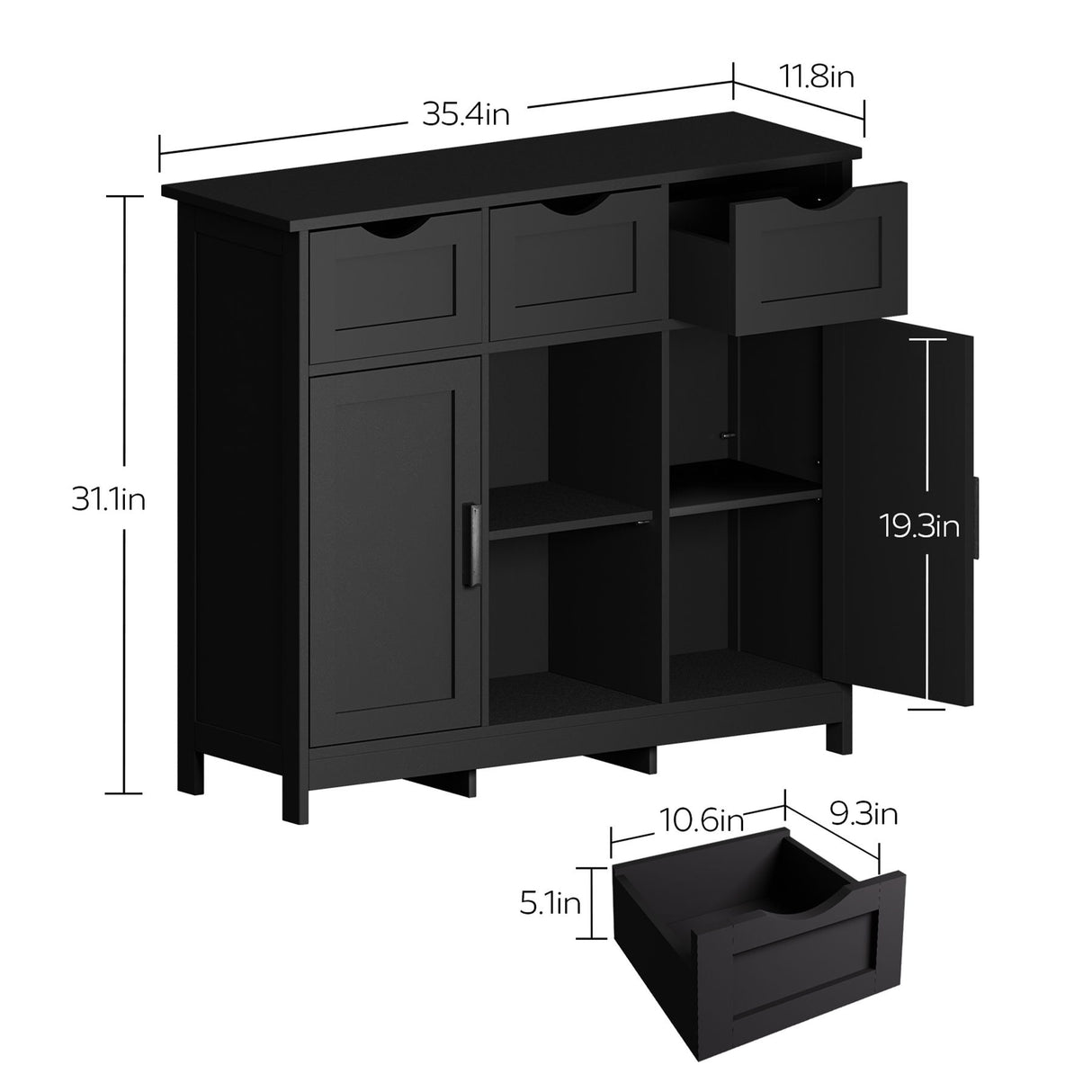 Storage Cabinets, Wooden Floor Cabinet, With Drawers And Shelves Storage Cabinets, Accent Cabinet For Living Room, Bedroom, Bathroom Furniture Home Decor - Sideboards - Alpine Outlets