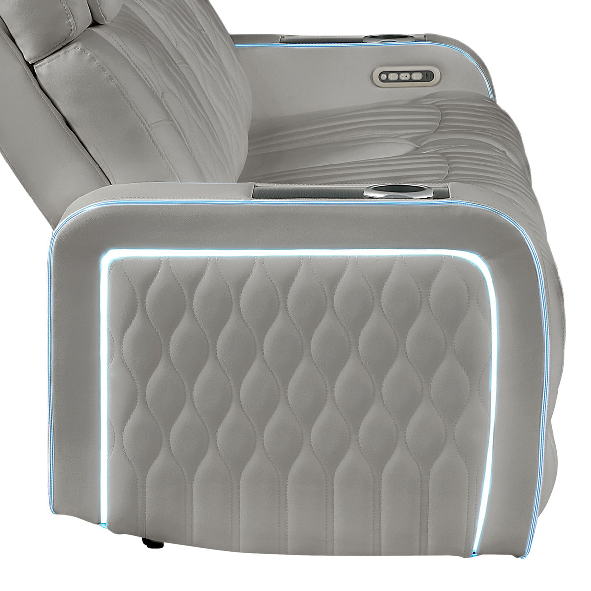 Electra - Power Reclining Sofa With Power Headrests, Drop Down Table, Reading Light, Massage, LED Lighting And USB Control