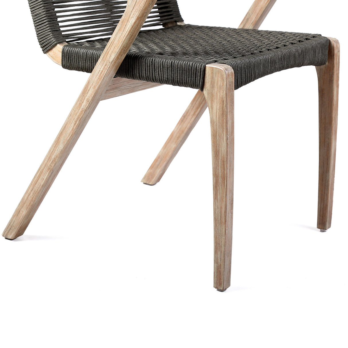 Brielle - Outdoor Light Eucalyptus Wood And Charcoal Rope Dining Chairs - (Set Of 2)